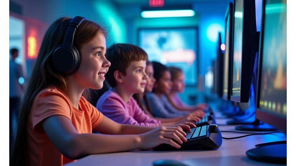 Enfants participant à un atelier gaming éducatif