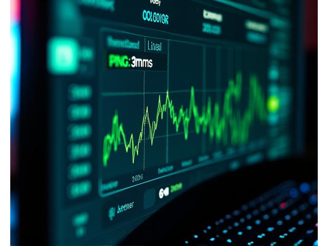 Interface de moniteur de ping en temps réel affichant un faible ping (3ms).