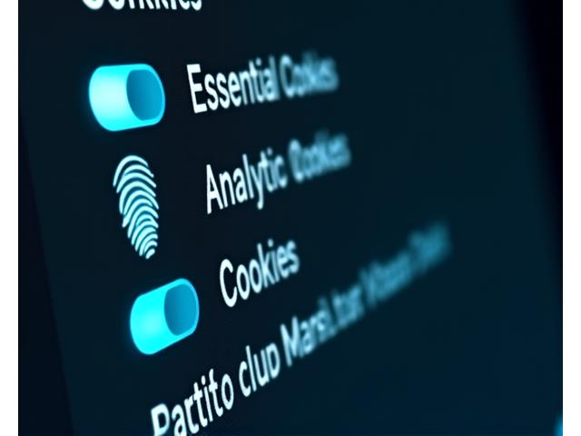 Interface utilisateur de paramètres de confidentialité des cookies, avec des boutons de bascule pour différents types de cookies