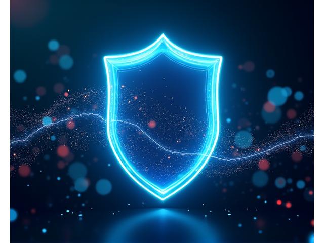 Illustration d'un bouclier numérique protégeant des données abstraites, symbolisant la protection RGPD