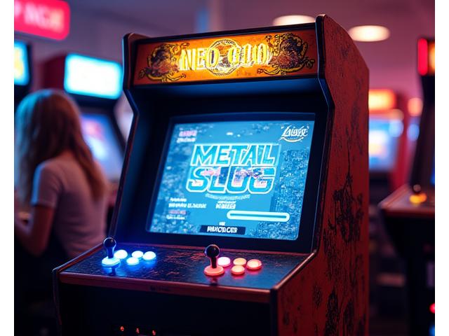 Borne d'arcade Neo Geo MVS affichant des graphismes de jeu colorés