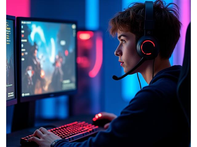 Un joueur de League of Legends concentré devant son écran lors d'un tournoi