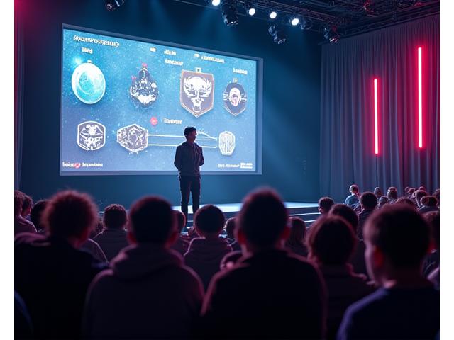 Joueur professionnel donnant une masterclass eSport devant un public